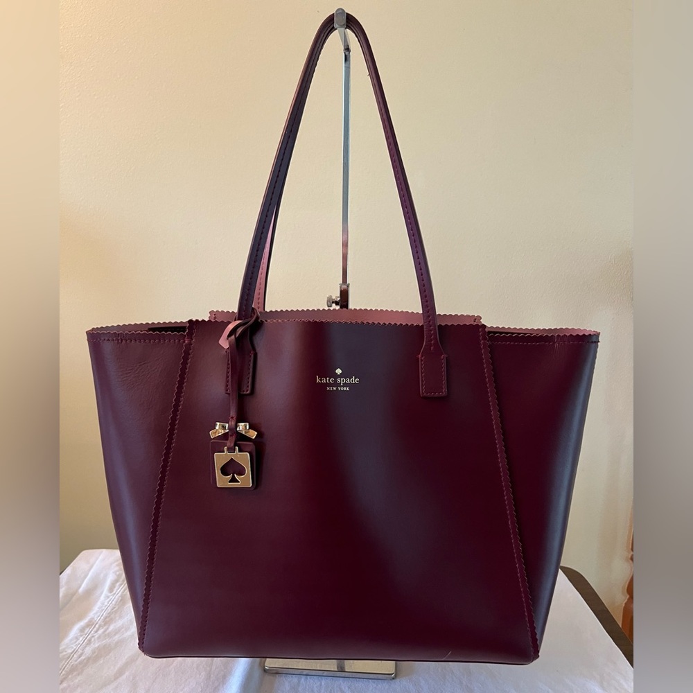 Kate Spade Burgundy Scalloped Tote.  EUC